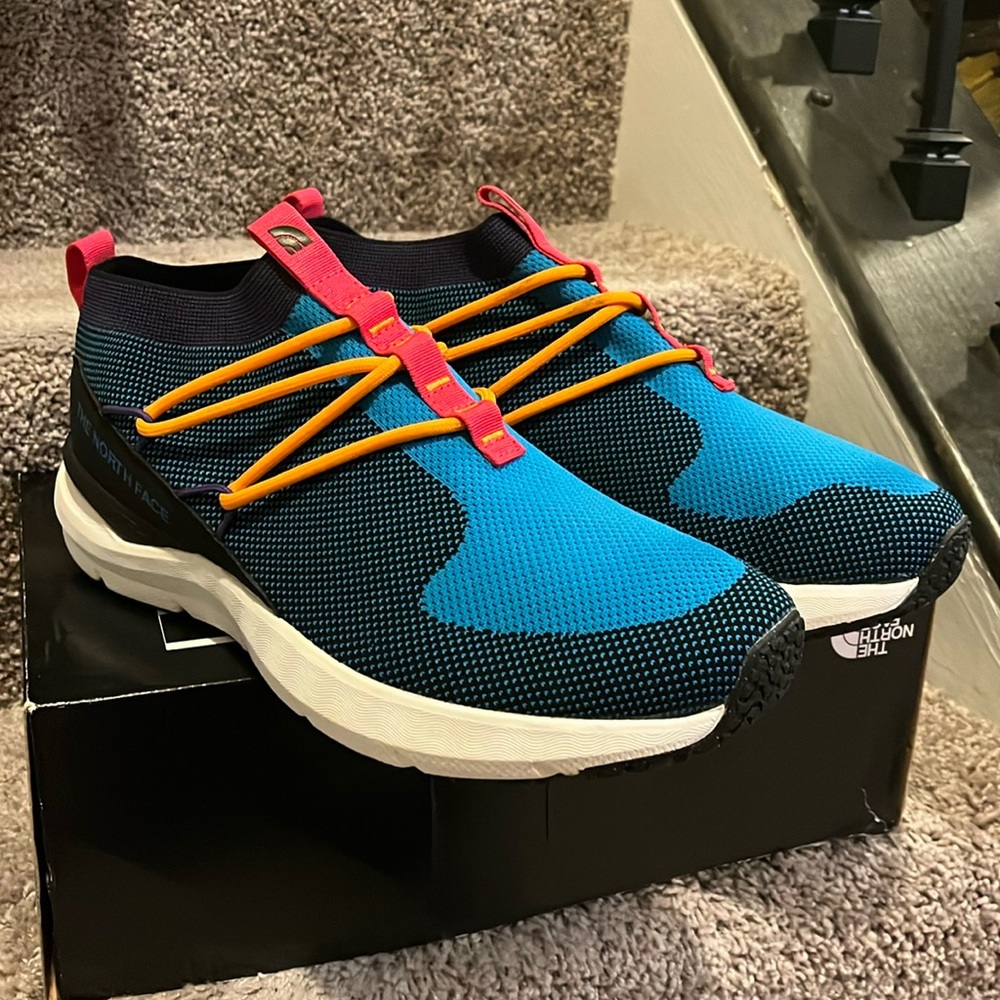 The North Face Sumida Moc Knit Pop Shoes Sneakers new black blue Men’s Size 12